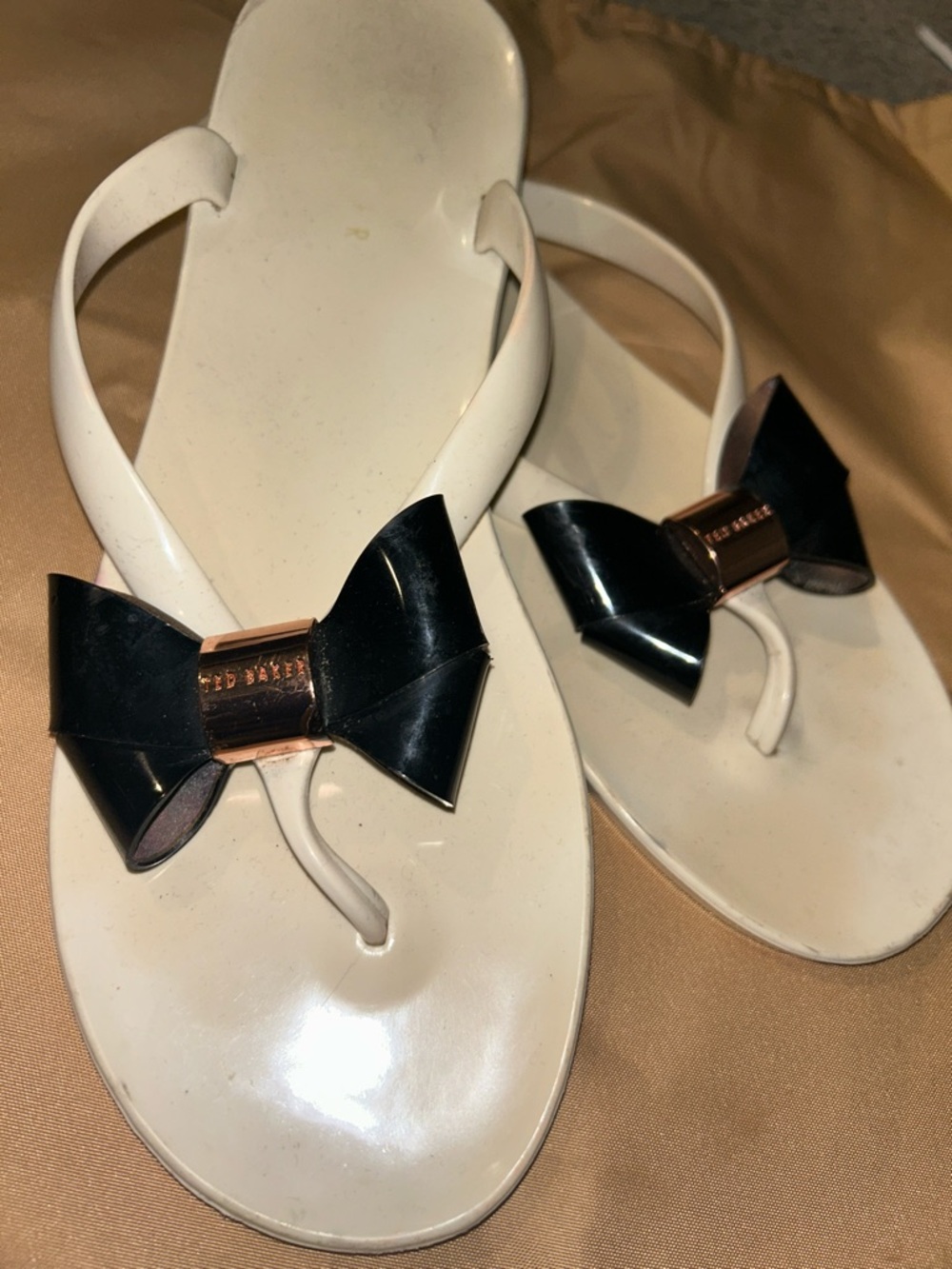 Ted Baker White Jelly Bow Flip Flops